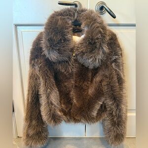 The Frankie Shop Brown Faux Fur Jacket